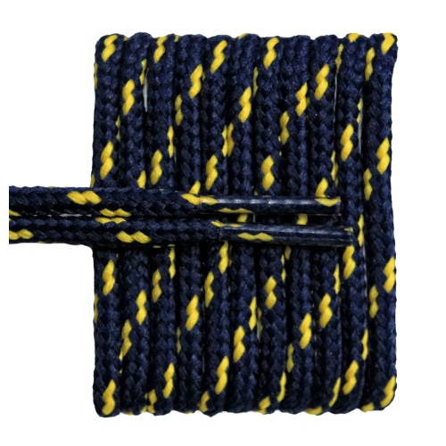 FeetPeople High Quality Round Laces For Boots And Shoes, Navy With Gold Chip