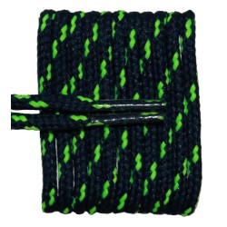 FeetPeople High Quality Round Laces For Boots And Shoes, Navy With Neon Green Chip