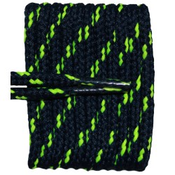 FeetPeople High Quality Round Laces For Boots And Shoes, Navy With Neon Yellow Chip