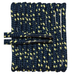 FeetPeople High Quality Round Laces For Boots And Shoes, Navy With Yellow Chip
