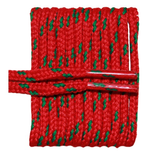 FeetPeople High Quality Round Laces For Boots And Shoes, Red With Green Chip FeetPeople High Quality Round Laces For Boots And Shoes, Red With Green Chip