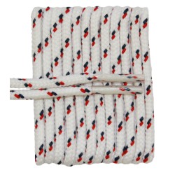 FootGalaxy High Quality Round Laces For Boots And Shoes, White With Navy/Red Chip