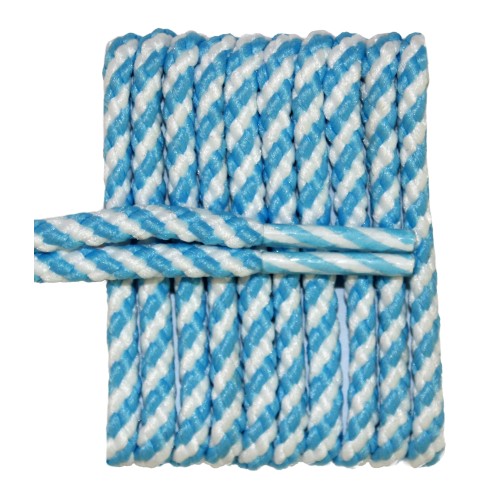 FeetPeople High Quality Round Laces For Boots And Shoes, Carolina Blue And Whie Stripe FeetPeople High Quality Round Laces For Boots And Shoes, Carolina Blue And Whie Stripe