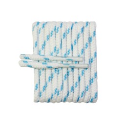 FeetPeople High Quality Round Laces For Boots And Shoes, White With Carolina Blue Chip