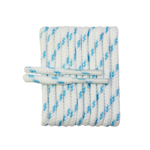 FeetPeople High Quality Round Laces For Boots And Shoes, White With Carolina Blue Chip FeetPeople High Quality Round Laces For Boots And Shoes, White With Carolina Blue Chip