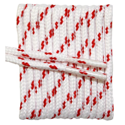 FeetPeople High Quality Round Laces For Boots And Shoes, White With Red Chip FeetPeople High Quality Round Laces For Boots And Shoes, White With Red Chip
