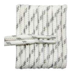 FeetPeople High Quality Round Laces For Boots And Shoes, White With Grey Chip