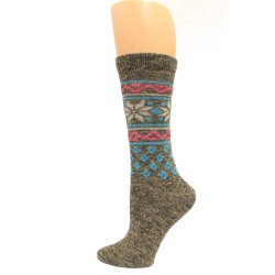 Wise Blend Wintry Mix Crew Socks, 1 Pair, Black, Medium, Shoe Size W 6-9