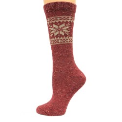 Wise Blend Snowflake Crew Heavyweight Socks, 1 Pair, Red, Medium, Shoe Size W 6-9