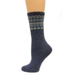 Wise Blend Fairisle Top Crew Socks, 1 Pair, Denim, Medium, Shoe Size W 6-9