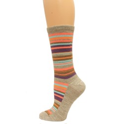 Wise Blend Large Stripe Crew Socks, 1 Pair, Stone, Medium, Shoe Size W 6-9