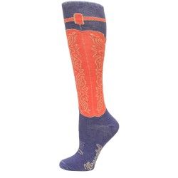 Wrangler Ladies Wild West Boot Socks 1 Pair, Blue, W 7.5-9.5