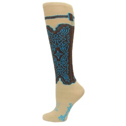 Wrangler Ladies Wild West Boot Socks 1 Pair, Khaki, W 7.5-9.5