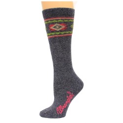 Wrangler Ladies Angora Aztec Boot Sock 1 Pair, Denim, W 7.5-9.5
